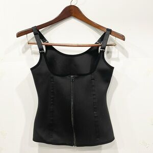 Womens Shape Wear Tank Corset Top Front Hook‎ Eye and Zipper Closures Black